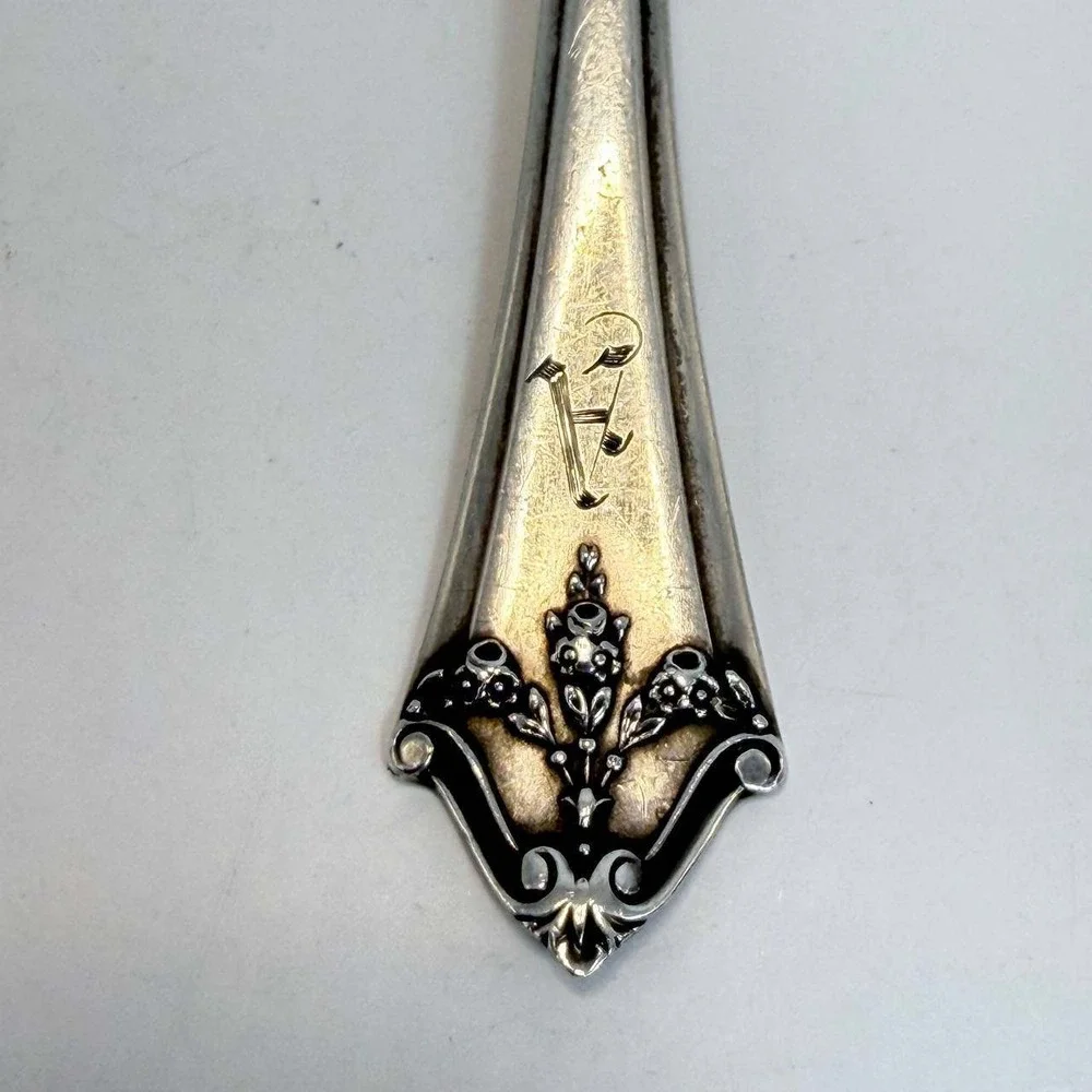 Lunt Sterling Silver Mount Vernon Teaspoon 5.25 inch Monogram A 17g Vintage